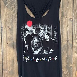 Friends Horror Movie Villains Tank Top 2X Pennywise Michael Myers Graphic Tee